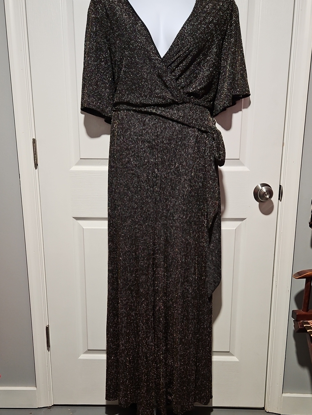torrid Black  With Gold Shimmer  Faux Wrap Jumpsuit